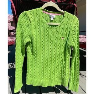 Lilly Pulitzer Cotton Green Cable Knit Sweater Size Medium